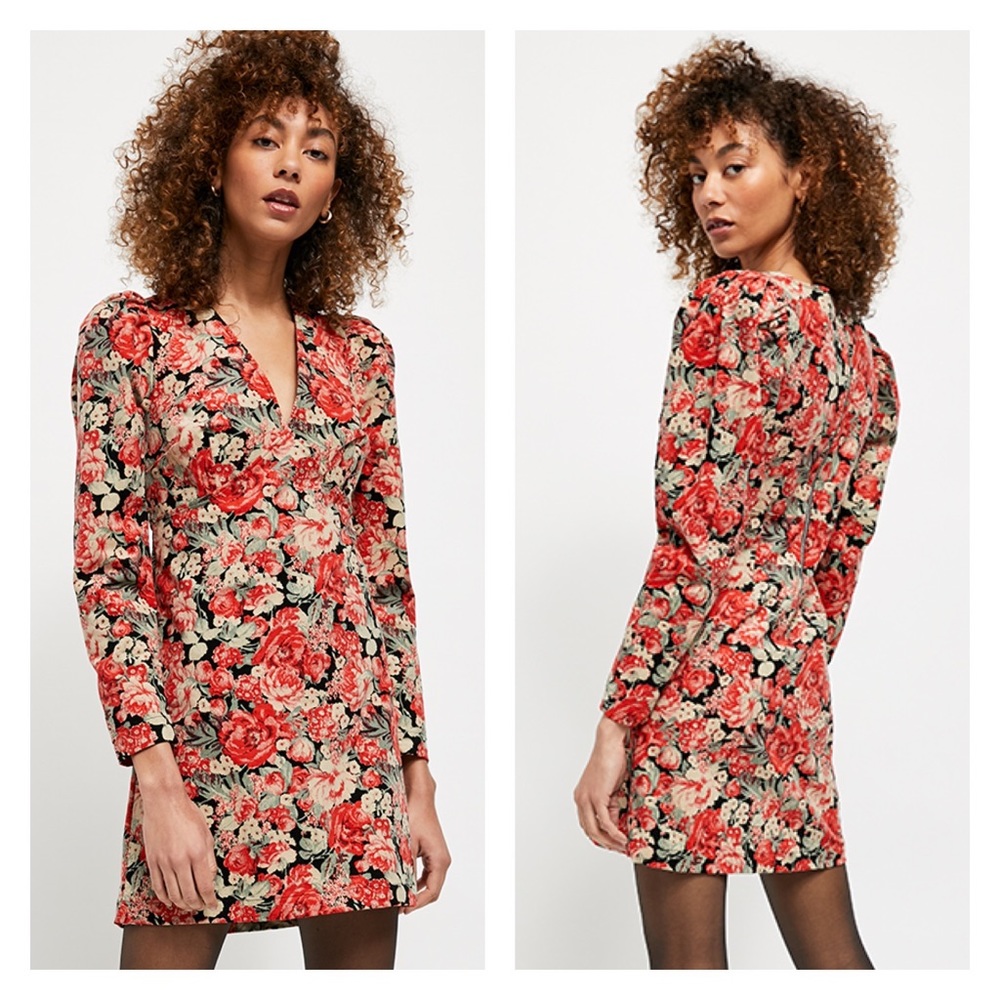 FREE PEOPLE Kapowski Floral Puff Sleeve Mini Dress 12